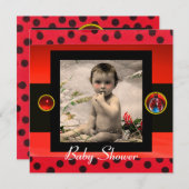 RODE BLACK WHITE LADYBUG Monogram fotosjabloon Kaart (Voorkant / Achterkant)