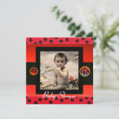 RODE BLACK WHITE LADYBUG Monogram fotosjabloon Kaart (Staand voorkant)