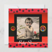 RODE BLACK WHITE LADYBUG Monogram fotosjabloon Kaart (Voorkant)