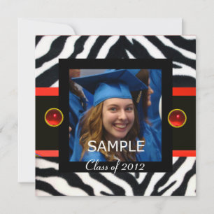 RODE BLACK WHITE ZEBRA FUR Monogram Foto Sjabloon Kaart