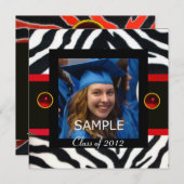 RODE BLACK WHITE ZEBRA FUR Monogram Foto Sjabloon Kaart (Voorkant / Achterkant)