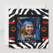 RODE BLACK WHITE ZEBRA FUR Monogram Foto Sjabloon Kaart (Voorkant)