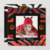 RODE BLACK WHITE ZEBRA FUR Monogram Foto Sjabloon Kaart (Voorkant / Achterkant)