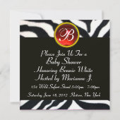 RODE BLACK WHITE ZEBRA FUR Monogram Foto Sjabloon Kaart (Achterkant)