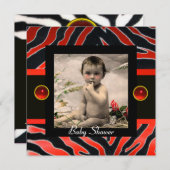 RODE BLACK WHITE ZEBRA FUR Monogram Foto Sjabloon Kaart (Voorkant / Achterkant)