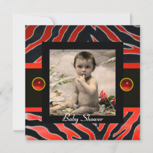 RODE BLACK WHITE ZEBRA FUR Monogram Foto Sjabloon Kaart