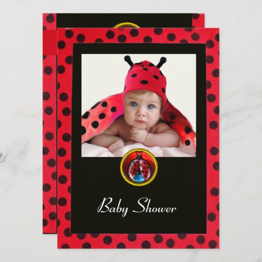 RODE BLACK WITTE BABY BUG Monogram foto-sjabloon Kaart (Voorkant / Achterkant)