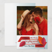 Rode Blad Banier Foto Save the Date Aankondiging (Voorkant / Achterkant)