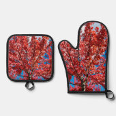 Rode bladboom in de Herfst Ovenwant & Pannenlap Set (Voorkant)