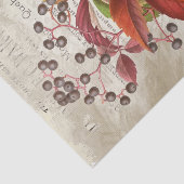 Rode bladeren bessen Herfst gebladerte Franse deco Tissuepapier (Detail)