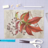 Rode bladeren bessen Herfst gebladerte Franse deco Tissuepapier (Craft)