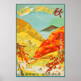 Rode Bladeren bij Yunoyama Onsen Japan Reis Poster