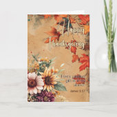 Rode bladeren bloemen James 1:17 Happy Thanksgivin Kaart (Voorkant)
