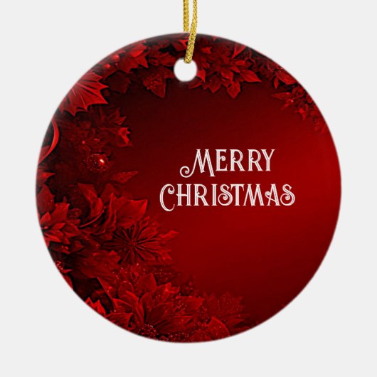 Rode bladeren Bloemen Kerstvakantie Ornament (Voorkant)