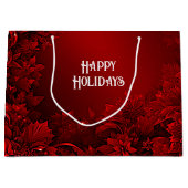 Rode Bladeren Bloemen Vakantie Gift Bag Groot Cadeauzakje (Voorkant)