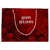 Rode Bladeren Bloemen Vakantie Gift Bag Groot Cadeauzakje (Achterkant)