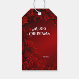Rode Bladeren Bloemen Vakantie Gift Label Cadeaulabel