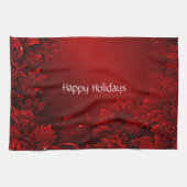 Rode bladeren Bloemen Vakantie Keuken Handdoek (Horizontaal)