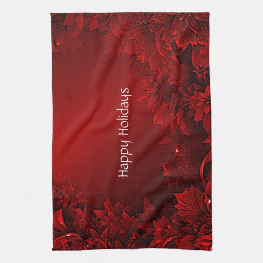 Rode bladeren Bloemen Vakantie Keuken Handdoek (Verticaal)