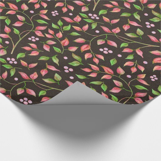 Rode bladeren en bessen cadeaupapier (Hoek)