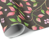 Rode bladeren en bessen cadeaupapier (Rol Hoek)