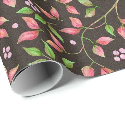Rode bladeren en bessen cadeaupapier (Rol Hoek)