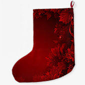 Rode bladeren Floral Holiday Stocking Grote Kerstsok (Achterkant)