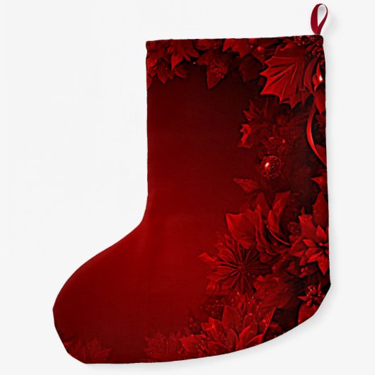 Rode bladeren Floral Holiday Stocking Grote Kerstsok (Achterkant)