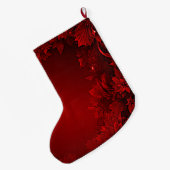 Rode bladeren Floral Holiday Stocking Grote Kerstsok (Achterkant (Hangend))