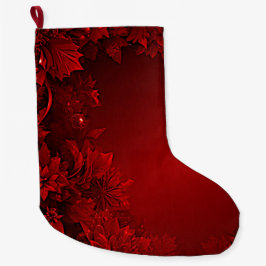 Rode bladeren Floral Holiday Stocking Grote Kerstsok