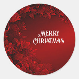 Rode bladeren Floral Kerst sticker