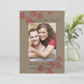 Rode Bladeren Foto Trouw Uitnodiging Kaartjes (Staand voorkant)