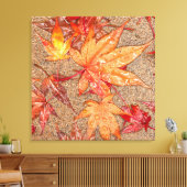 Rode bladeren in de regen canvas afdruk (Insitu (Woonkamer))