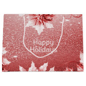 Rode bladeren kerstvakantie cadeauzak groot cadeauzakje (Voorkant)