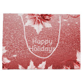 Rode bladeren kerstvakantie cadeauzak groot cadeauzakje (Achterkant)