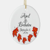Rode bladeren, Maple bladeren, Herfst kleuren boho Keramisch Ornament (Rechts)