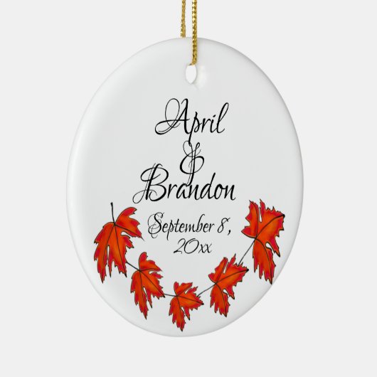 Rode bladeren, Maple bladeren, Herfst kleuren boho Keramisch Ornament (Rechts)