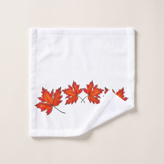 Rode bladeren, mazelbladeren, herfstkleuren bad handdoek (Wasdoekje)