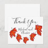 Rode bladeren, mazelbladeren, herfstkleuren bedankkaart (Voorkant / Achterkant)