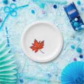 Rode bladeren, mazelbladeren, herfstkleuren papieren bordje (Feest)