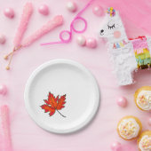 Rode bladeren, mazelbladeren, herfstkleuren papieren bordje (Feest)