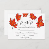 Rode bladeren, mazelbladeren, herfstkleuren RSVP kaartje (Voorkant / Achterkant)