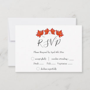 Rode bladeren, mazelbladeren, herfstkleuren RSVP kaartje