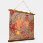 Rode bladeren met regendruppels hangend wandkleed (Gebogen)