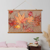 Rode bladeren met regendruppels hangend wandkleed (Slaapkamer)