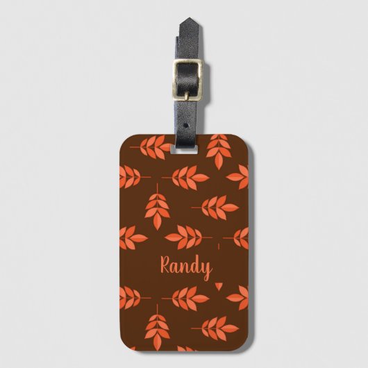 Rode bladeren, naam bruin bagagelabel (Voorkant (verticaal))