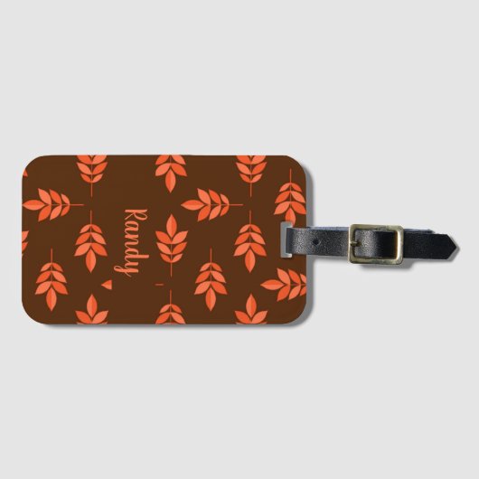 Rode bladeren, naam bruin bagagelabel (Voorkant (horizontaal))