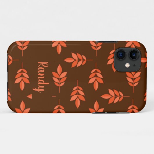 Rode bladeren, naam bruin Case-Mate iPhone case (Achterkant (horizontaal))