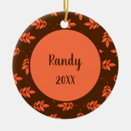 Rode bladeren, naam bruin keramisch ornament