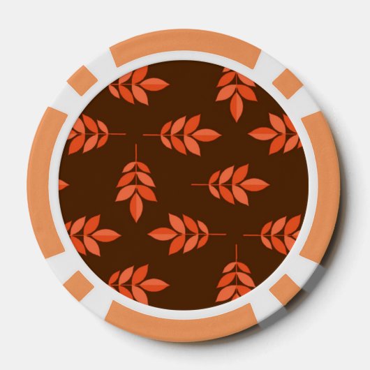 Rode bladeren, naam bruin poker chips (Achterkant)